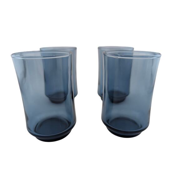 Vintage Libbey Bolero Blue Drinking Tumblers MCM 1970s Set of 4 6oz Juice Glass - Picture 1 of 5